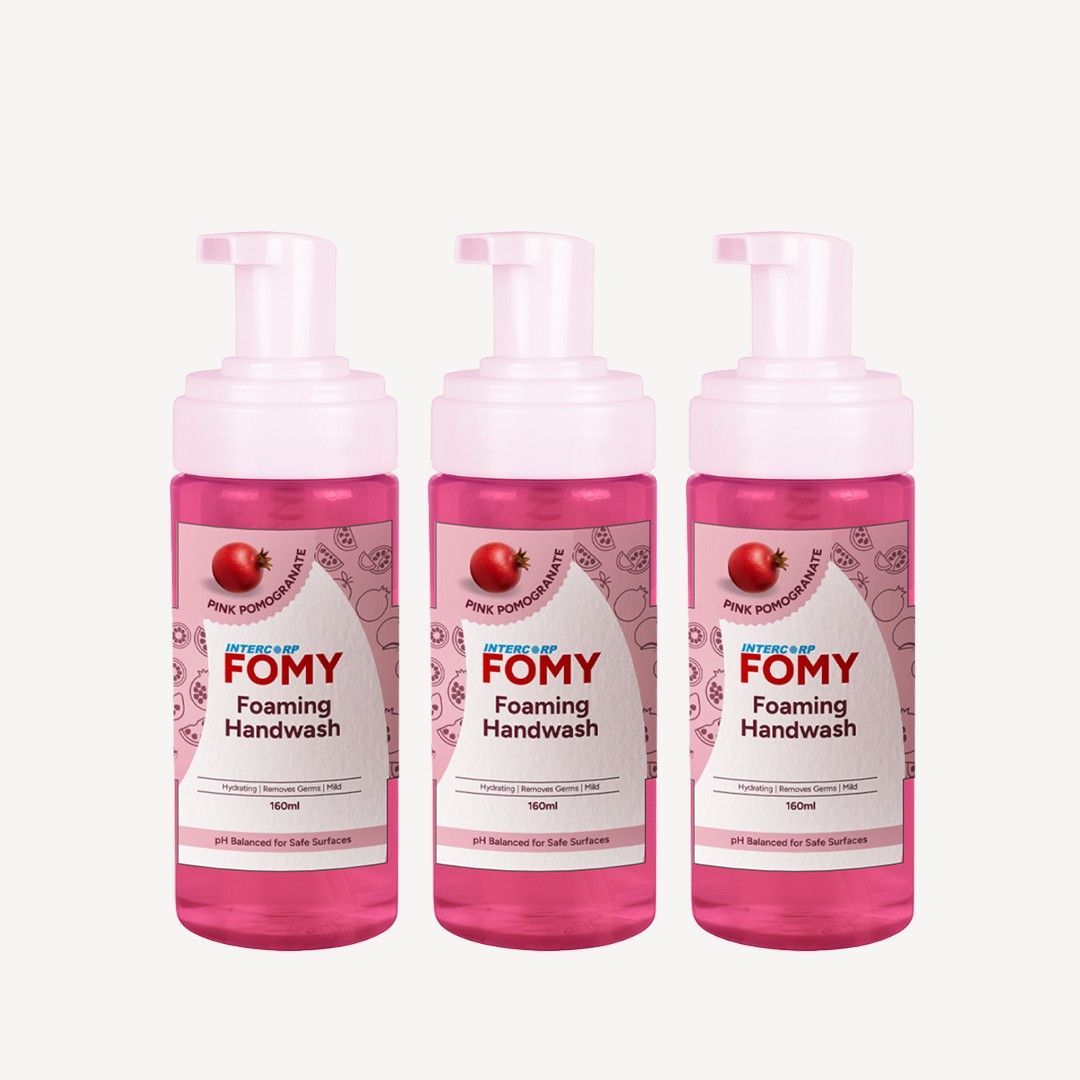 Intercorp Fomy Antibacterial Soft Refreshing Foam Hand Wash, 160 ml Each (Pink Pomegranate - Pack of 3)