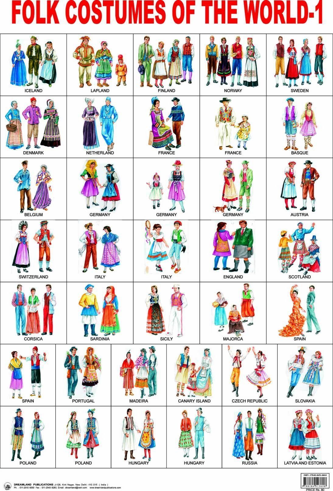 Folk Costumes of the world 1 [Paperback] Dreamland Publications