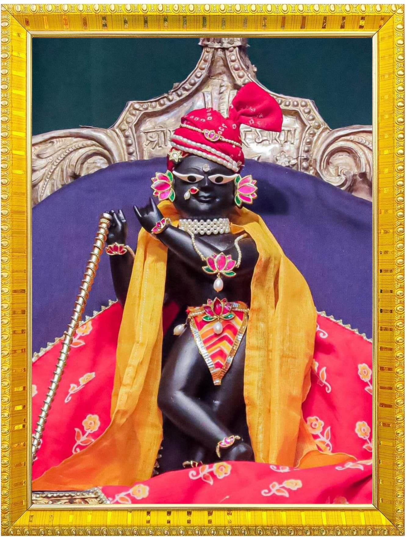 NOKKES Radha Raman Vrindavan Radha Raman Thakur Ji Photo Frames Religious Photo frame 5X7 Inch Photo Frame_QWW42