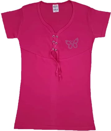 COOLTEES4U Pack of 1 Girls 100% Cotton Top ( Pink )