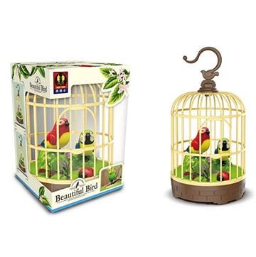 Singing Moving Chirping Beautiful Electronic Bird Pet Toy in Cage