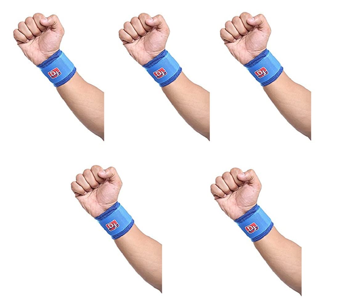 Ezyfit Neoprene Wrist Support (Wrist Band), Fitness Exercise Wrist Wrap for Men & Women - Free Size (Pack of 5)