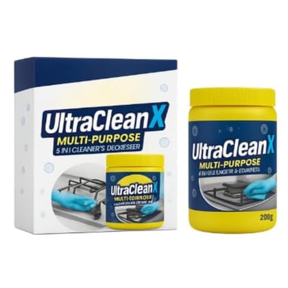 UltraCleanX Multi-Purpose Cleaner 200g | 5-in-1 Powerful Stain Remover for Kitchen, Tiles, Bathroom, Furniture & Appliances | Grease, Dirt & Oil Remover | Easy-to-Use Powder Cleaning Solution
