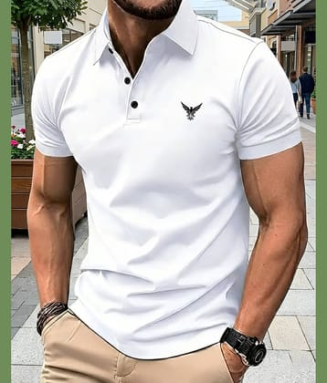 AUSK Men Cotton Blend Regular Fit Striped Polo T Shirt ( White )