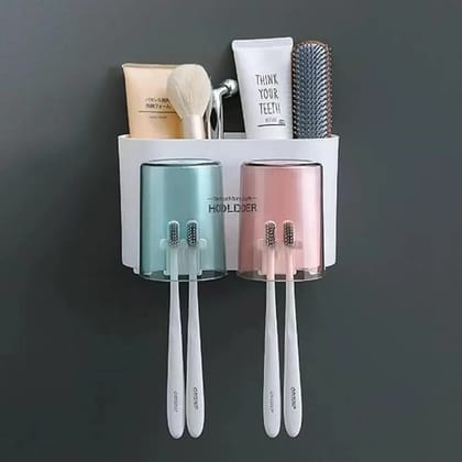 Wall Mounted Tooth Brush Holder for Bathroom with 2 Mouthwash Cups | Bathroom Toothbrush Organizer Wall Mounted Tooth Brush Holder for Bathroom with 2 Mouthwash Cups | Bathroom Toothbrush Organizer