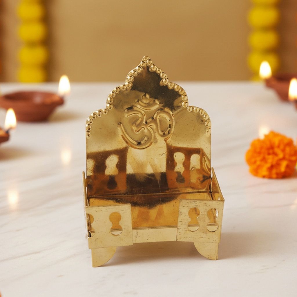 Traditional Brass Singhasan Sheet for God Idol | Temple & Home Mandir Use, Height : 6.5 Inch (ZMAS107 C)