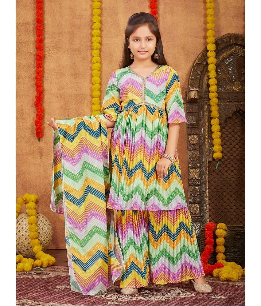 Aarika Girls Silk Kurta and Sharara Set ( Pack of 1 , Green )