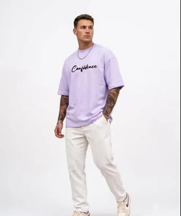Men's Oversized Light Purple Confidence Printed T-Shirt