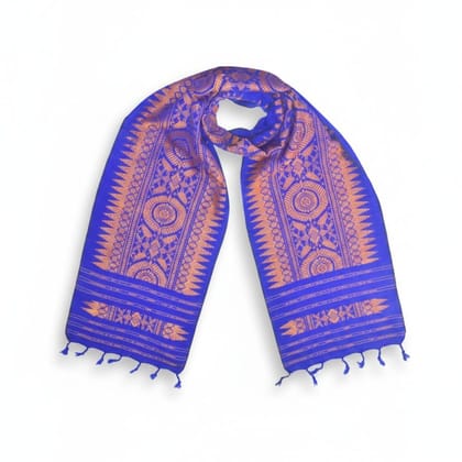 Traditional Woven Blue and Copper Stole
