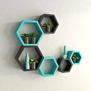 Onlinecraft Wooden Rack Sahelf Wooden Wall Shelf (Number Of Shelves - 6, Black, Green, Multicolor)