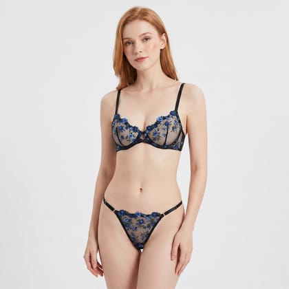 LOVEBIRD Transparent Bra Panty Thong Set Fancy THS2606