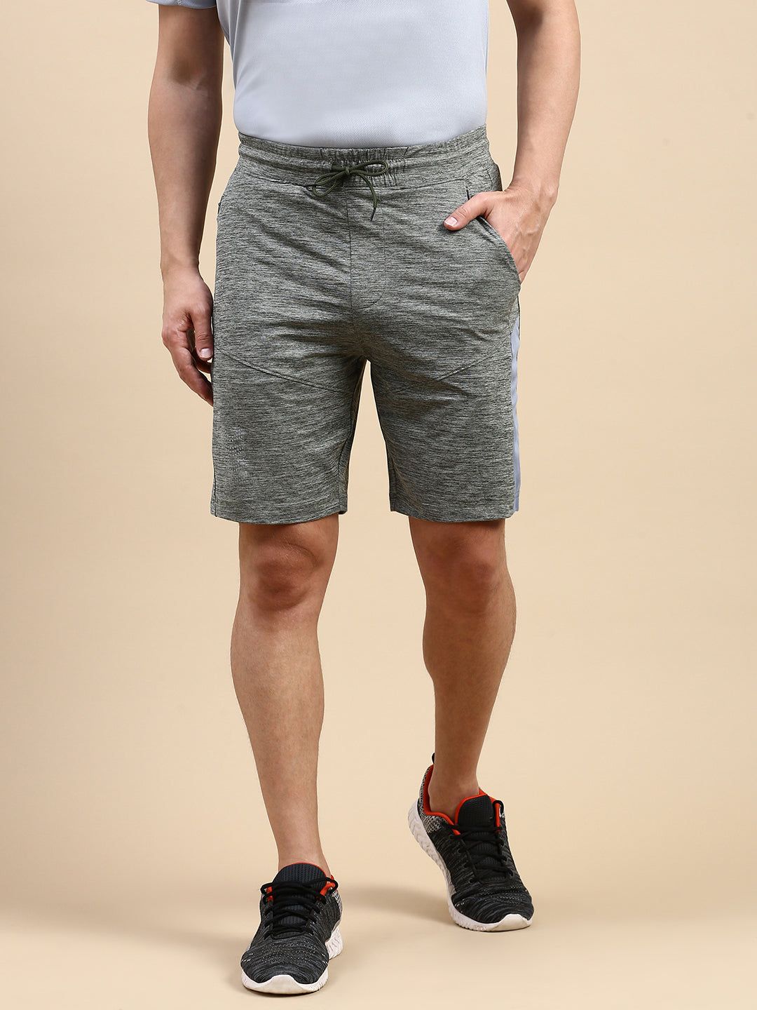 Classic Polo Men's Polyster Light Grey Slim Fit Active Wear Shorts