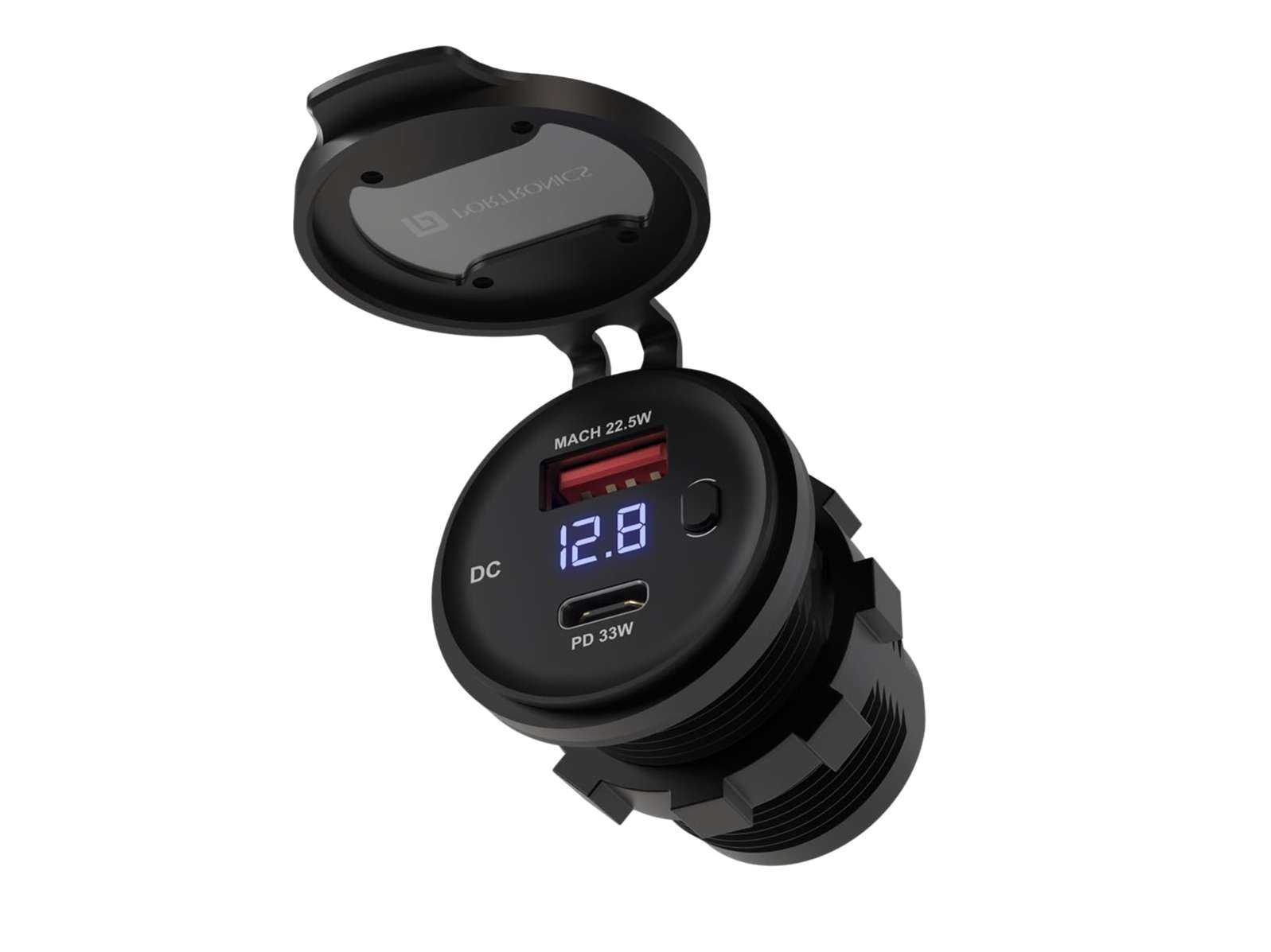 Portronics Spark Multi-Vehicle Phone Charger, 55.5 WType-C Power Delivery, 18W USB Fast Charging, Type-C & USB Dual Output, for Motorcycles & Scooters