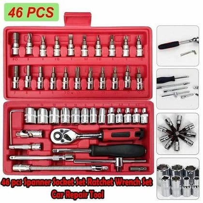 Heavy Duty 46-in-1 Tool Kit for Car, Bike, and Home Maintenance Screw Driver Heavy Duty 46-in-1 Tool Kit for Car, Bike, and Home Maintenance Screw Driver