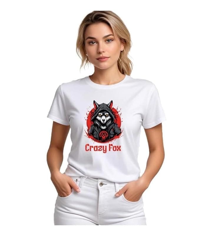 Women's Polyester Solid Printed Round Neck Half Sleeve T-Shirt (White, L)-PID55657