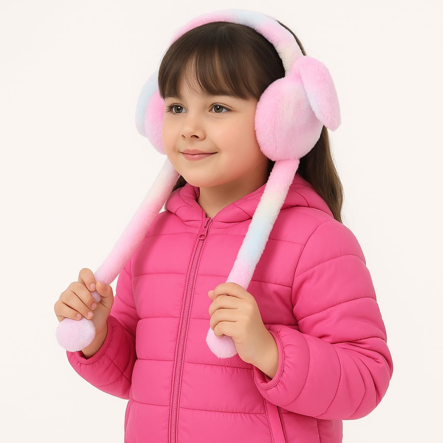 LED Light-Up Bunny Plush Earmuffs for Kids Warm & Fun Winter Ear Covers