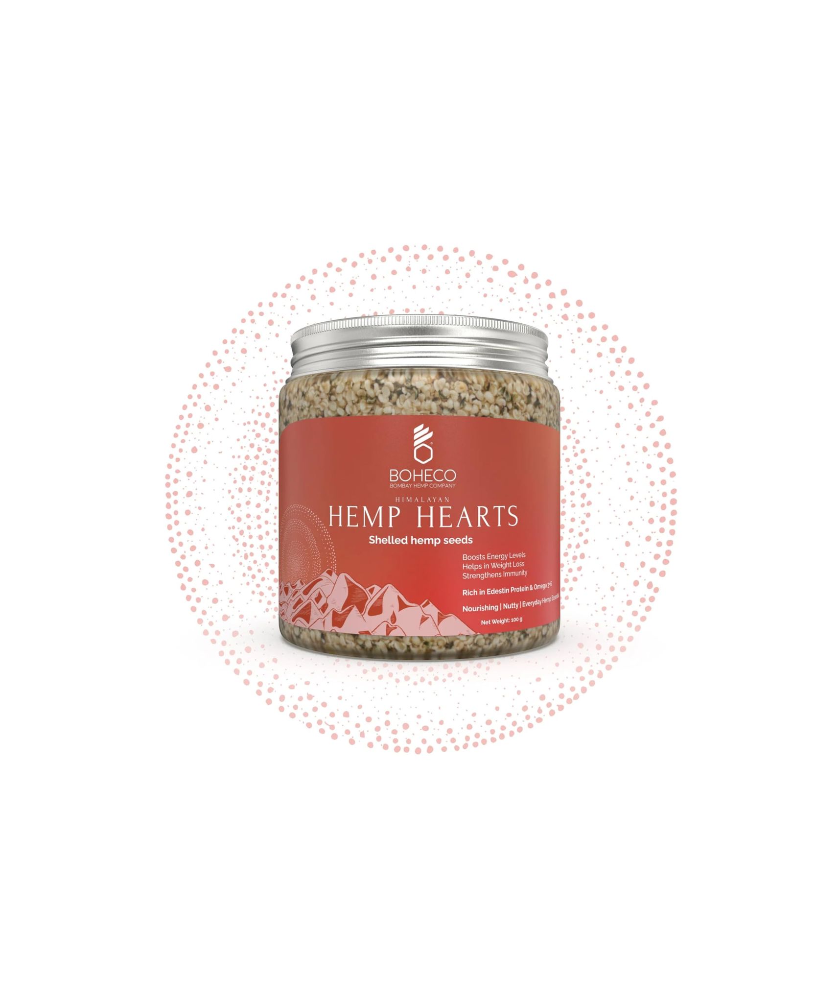 HEMP HEARTS 100g - BOHECO HEMP HEARTS - SHELLED HEMP SEEDS | Boosts Energy Levels and Strengthens Immunity | Helps In Weight Loss | Stimulate Healthy Metabolism | 100 gms