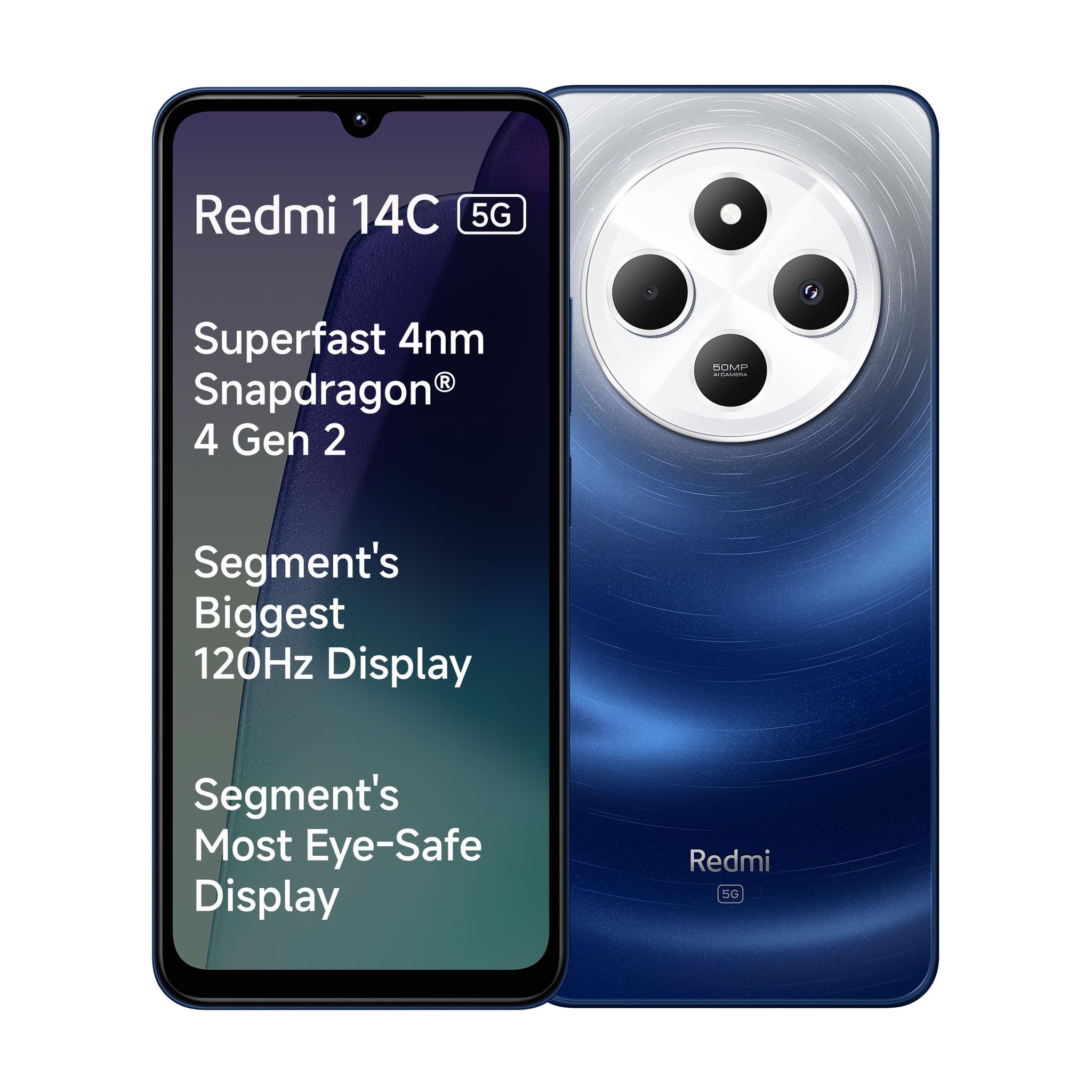 Redmi 14C 5G (Starlight Blue, 6GB RAM, 128GB Storage) | Superfast 4nm Snapdragon 4 Gen 2 | 120Hz 17.47cm (6.88) Display | 5160mAh Battery | 50MP Dual Camera | Premium Starlight Design