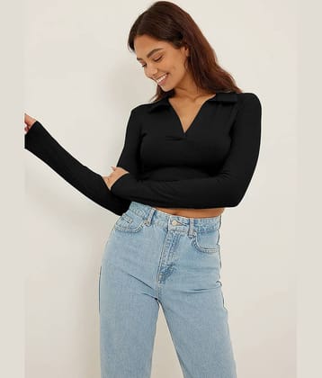 AUSK Women's Cotton Blend Crop Top ( Blue )