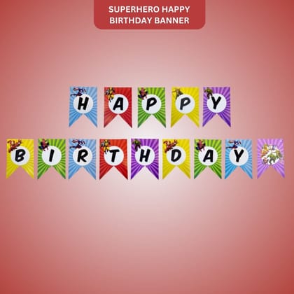 Multicolor SuperHero Happy Birthday Flag Banner - 9FT - 1PC Multicolor SuperHero Happy Birthday Flag Banner - 9FT - 1PC