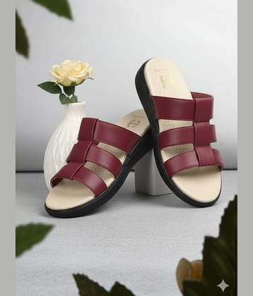 Liberty Maroon Women's Open Toe Flats