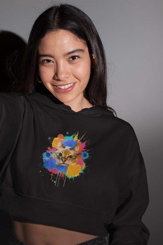 Crop Hoodie (Women) - Splishy Splashy Cat (6 Colours)