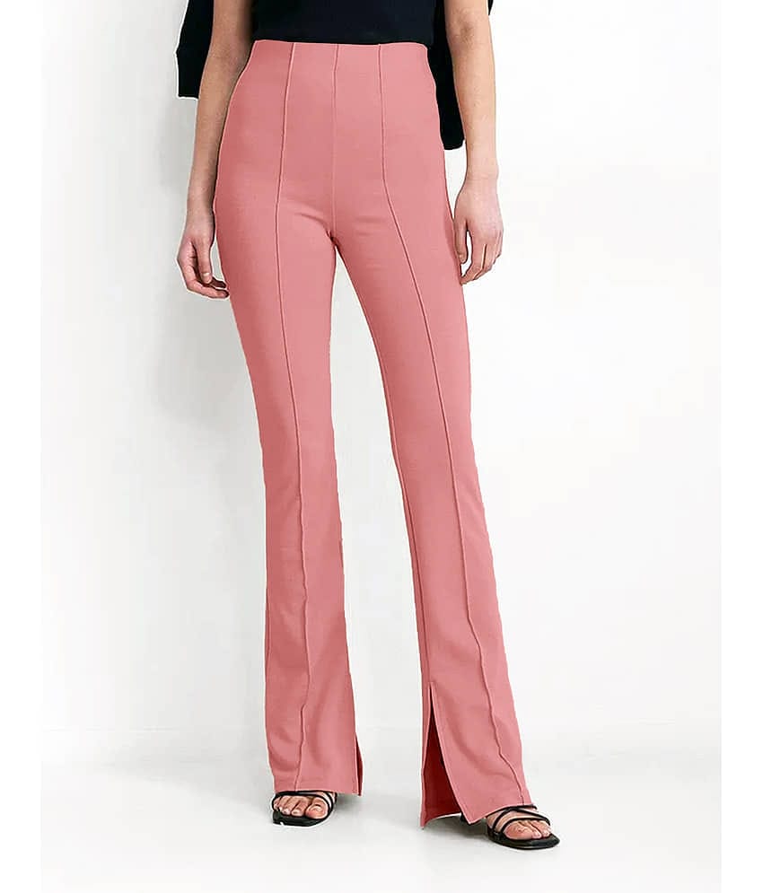 Addyvero - Peach Cotton Blend Regular Women's Slit Pants ( Pack of 1 )