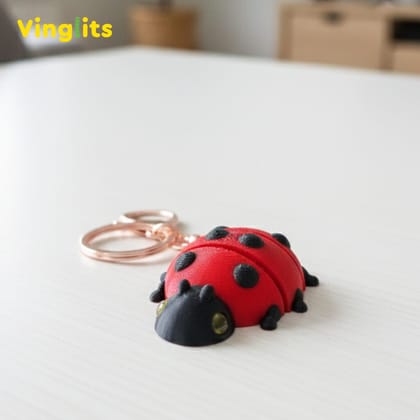 Vinglits Bugsy & Scaly 3D Printed Keychains – Articulated Animal Toys, Pocket-Friendly Keyrings, Stress Relief Desk Toys for Kids & Adults, Collectible Accessories (Ladybug - Scarlet, Medium)