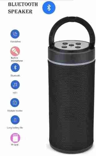 KT-125 Mini Handy Bluetooth Speaker, Portable, Splash-Proof, High Bass Sound, FM Radio, TF Card Slot, Built-in Mic, with inbuilt Phone Stand Color - Black