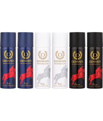 Denver Sporting Club Nano 50 ml Each Deodorant Spray for Men 300 ml ( Pack of 6 )