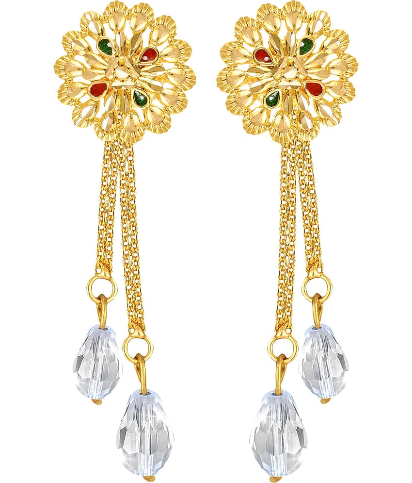 Vighnaharta Golden Drop Earrings ( Pack of 1 )