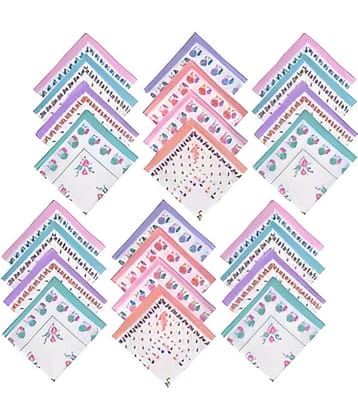 Pack of 24 Cotton Hanky for Women | Soft Ladies Handkerchief | Hand Napkins for Girls |  HANDY MEDIUM SIZE Ladies Hanky | Multicolor