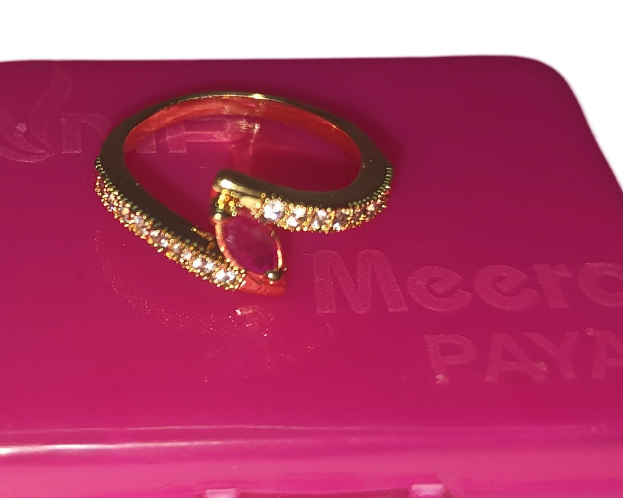 Gold Plated Adjustable Cubic Zirconia Ring for Women