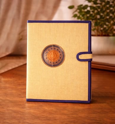 Handcrafted Jute file folder – Circular Folk Art Motif Handcrafted Jute file folder – Circular Folk Art Motif