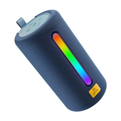 pTron Fusion Buzz 14W Bluetooth Speaker with Pristine Sound, 8hrs Playback, Rhythmic RGB LEDs, Multi-Play Modes BT5.3/TF Card/USB, TWS Feature, Integrated Button Controls, Type-C Charging (Blue) Blue / One Size