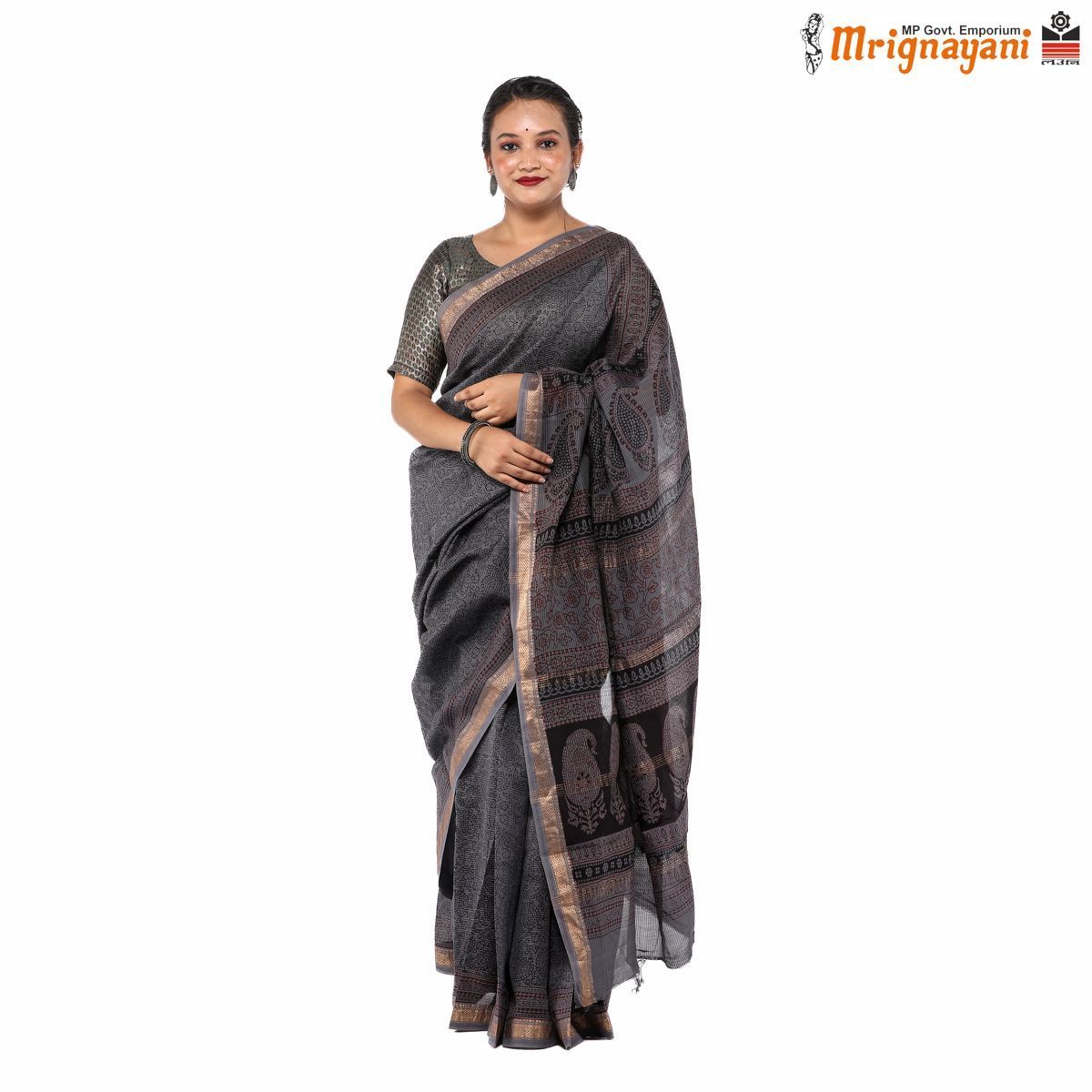 HANDLOOM MAHESHWARI SILK SAREE WITH BLOUSE (SKU - 3I0101170522, SAREEE-1063)