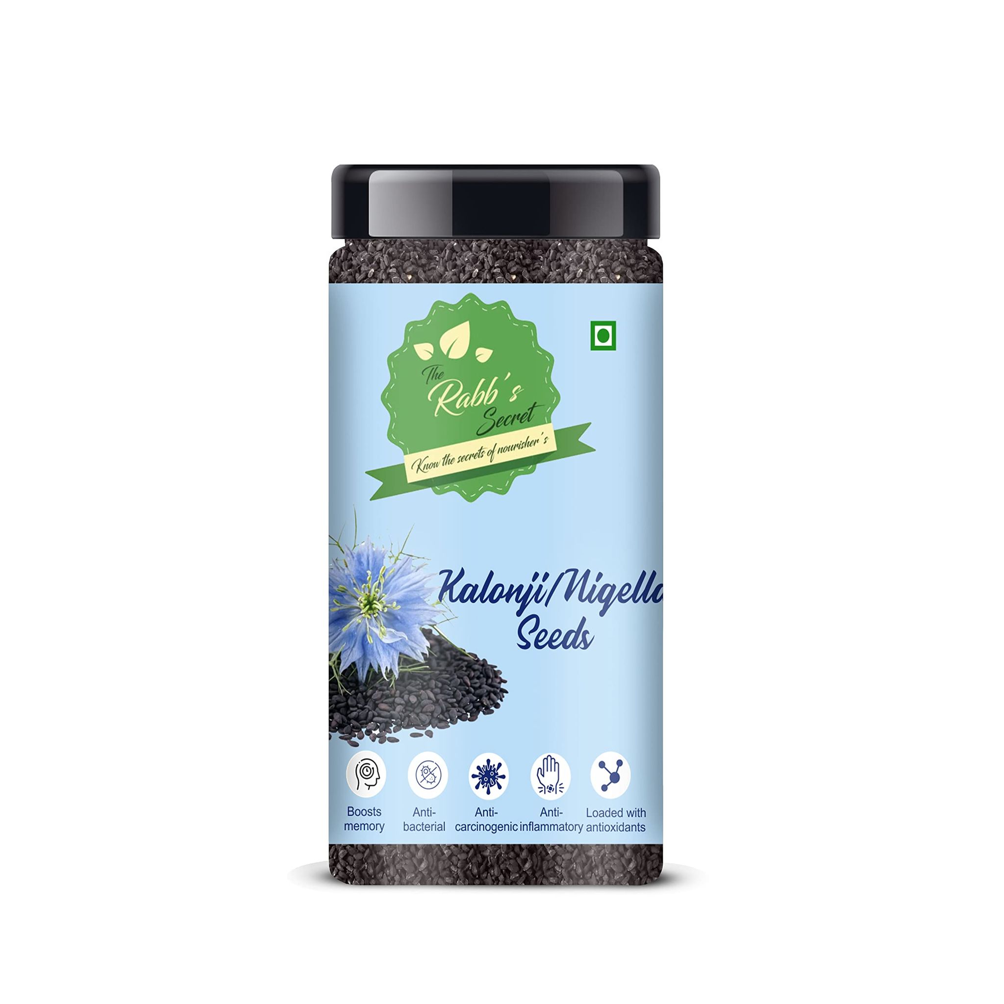 The Rabb's Secret - Nigella Seeds Jar 125gm- Kalonji seeds for hair growth (Kalonji seeds, 125gm) (Nigella Seeds, 125gm) (Nigella Seeds, 125gm)