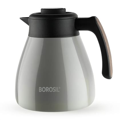 Borosil Stainless Steel Teapot Birch | 1500ml Teapot with Handle | Double Wall Vacuum Insulated Thermosteel Carafe