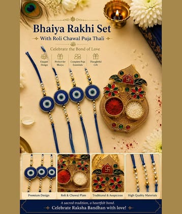 Cherry Tree Handmade 1 Bhaiya Bhabhi Rakhi ( Pack of 4 , Multicolour )