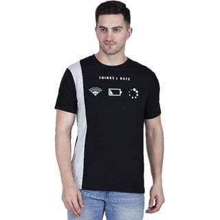 Life Dream Mens Black Animal Cotton Blend Round Neck T-Shirt