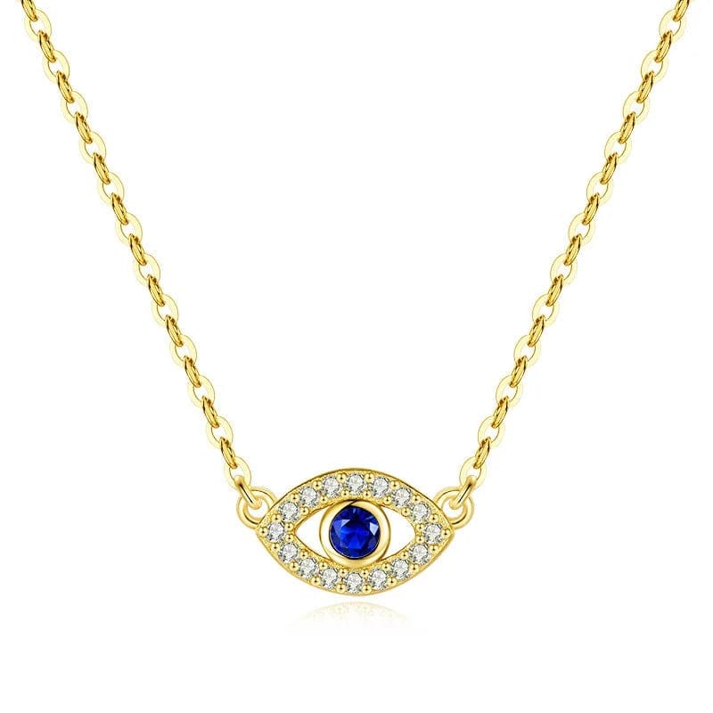 Hailer joyas zircon small gemstone real silver 925 chain fashion jewelry evil eye necklace gold plated