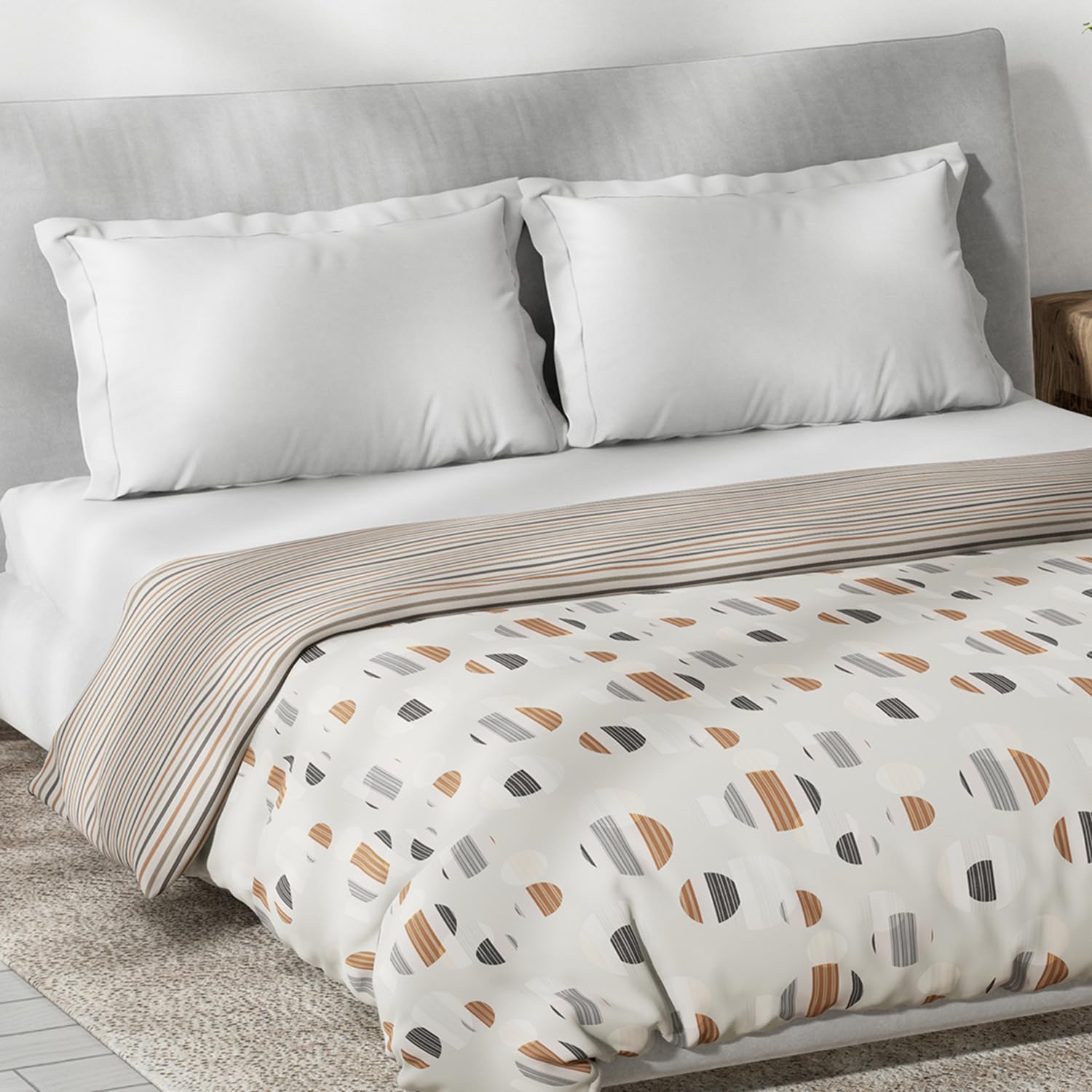 DDECOR - Primary Collection 100% Cotton Geometric Pattern VOLTC Queen Dohar |229 CM X 254 CM| - Brown