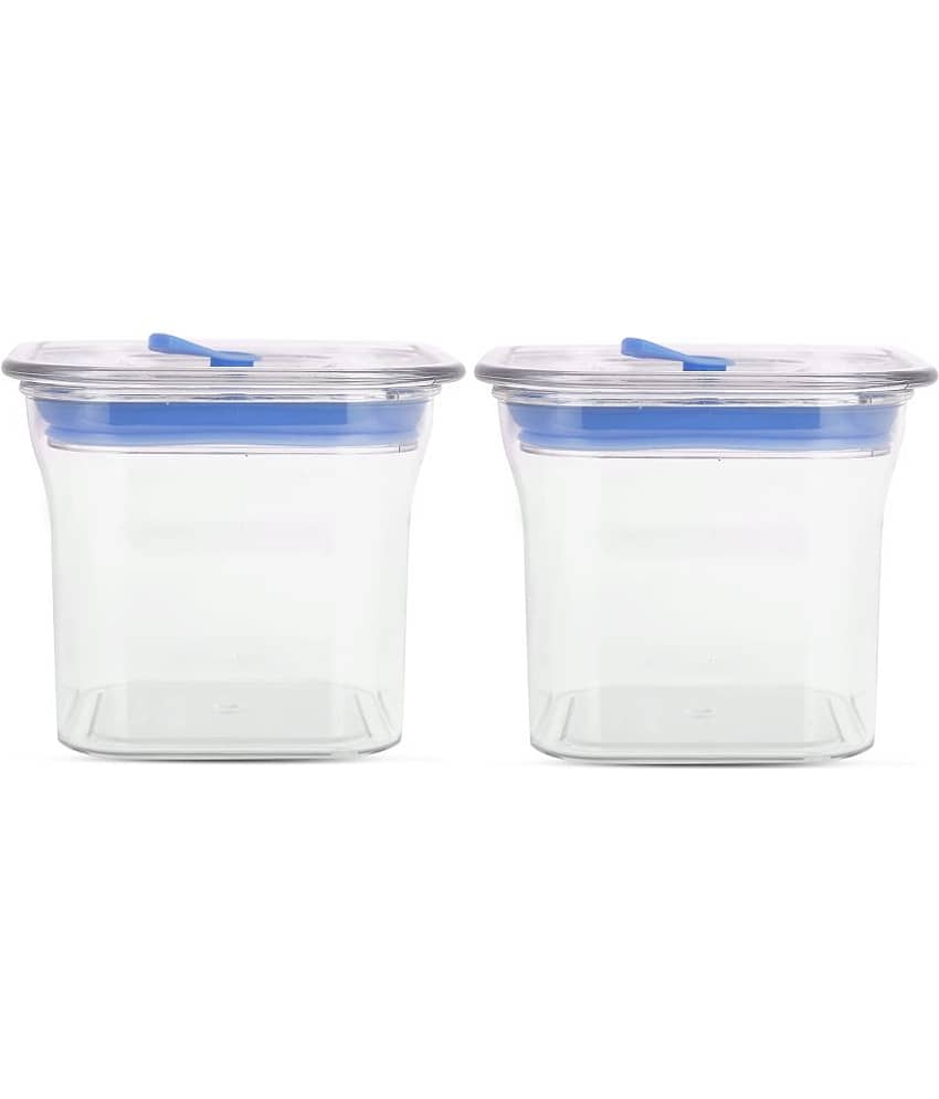 HomePro Fabio Airtight Transparent storage Plastic container pack of 2, Square, 600ml, Blue