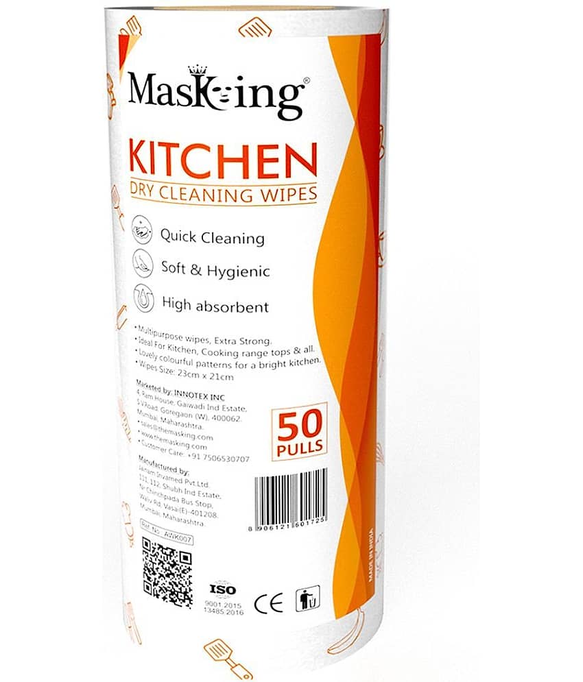 Masking Non-Woven Reusable & Washable Multi Surface Cleaner Wipes Orange 50 no.s