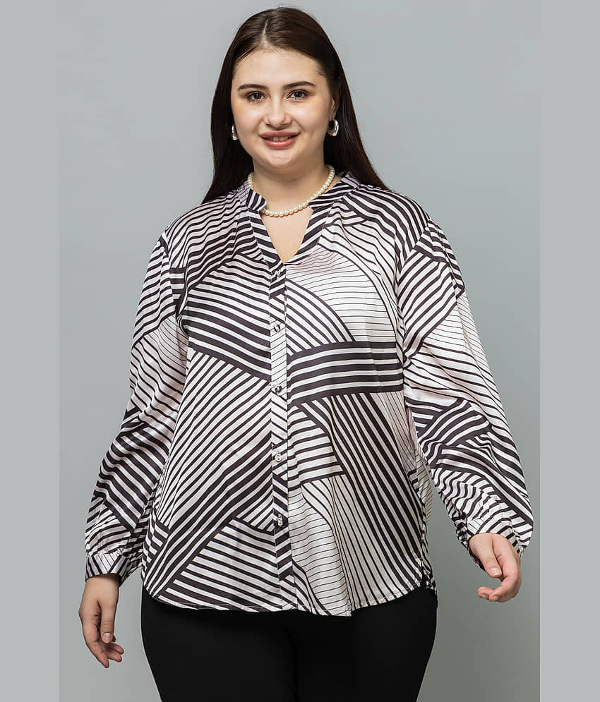 Purys Women Printed Satin Shirt ( White )