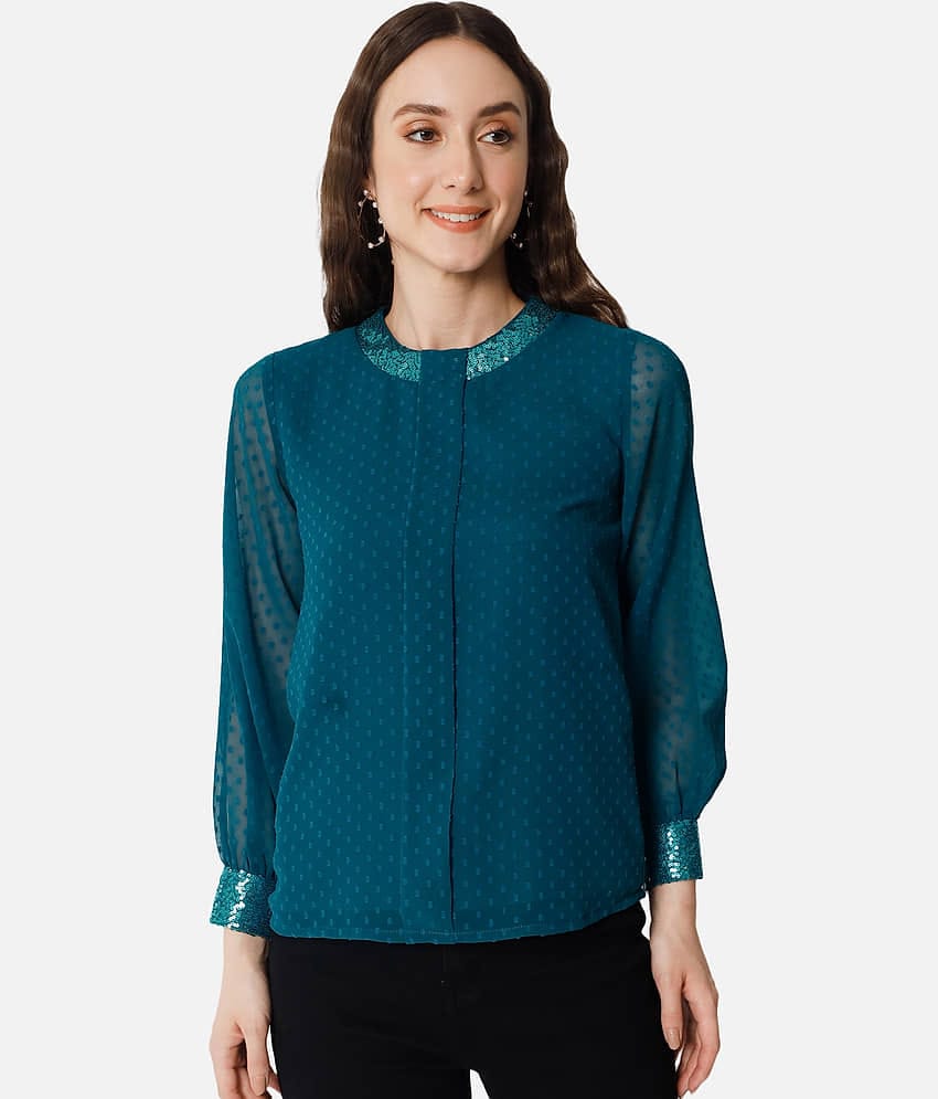 ALL WAYS YOU - Blue Georgette Women's Regular Top ( Pack of 1 )