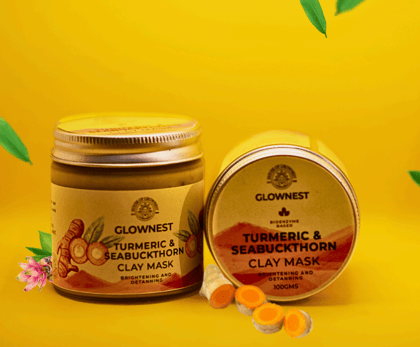Glownest Bio Enzyme Based Turmeric & Sea Buckthorn Clay Mask (100g)
