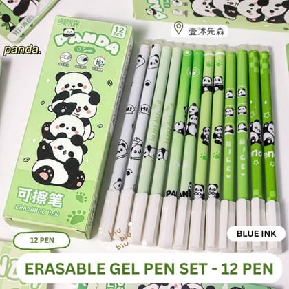 Panda Theme Erasable Gel Pen Set (Green, 12 Pcs, 0.5mm) | Smooth Writing & Clean Erasing | Daily Stationery & Study Use Panda Theme Erasable Gel Pen Set (Green, 12 Pcs, 0.5mm) | Smooth Writing & Clean Erasing | Daily Stationery & Study Use