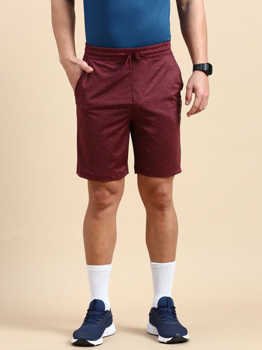 Classic Polo Men's Bottom Polyester Maroon Slim Fit Active Wear Shorts | VITA-SH-SYRAH
