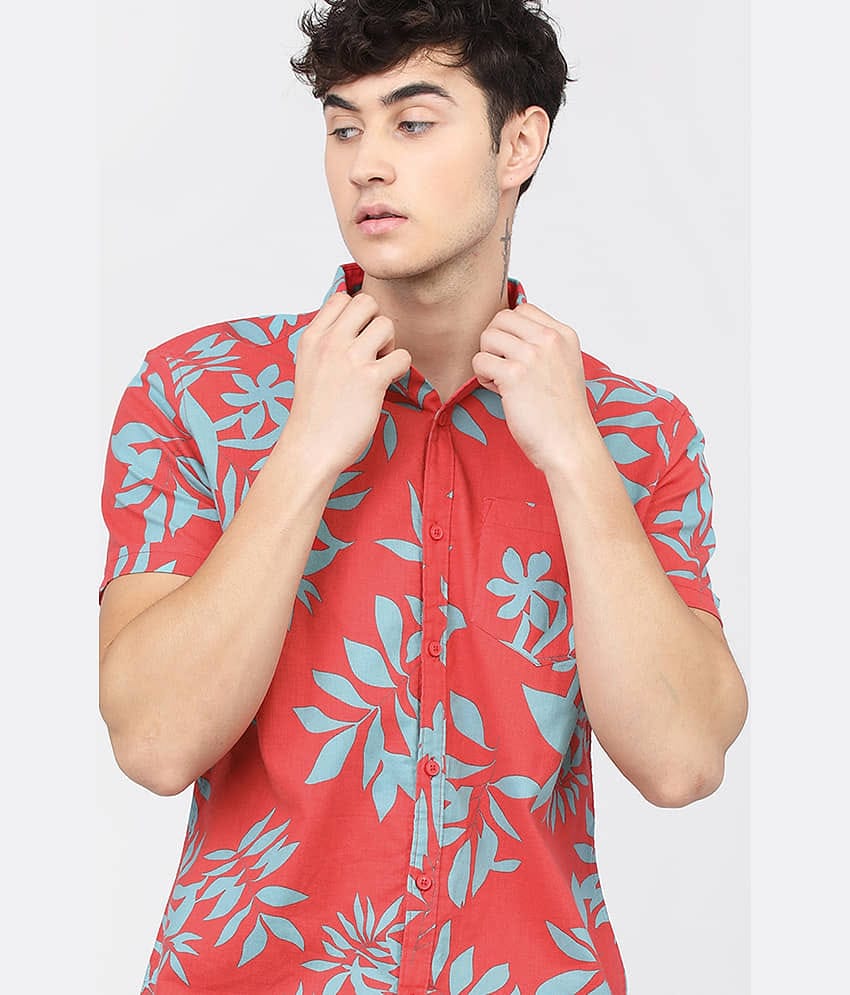 Ketch 100% Cotton Slim Fit Printed Half Sleeves Men's Casual Shirt - Red ( Pack of 1 )
